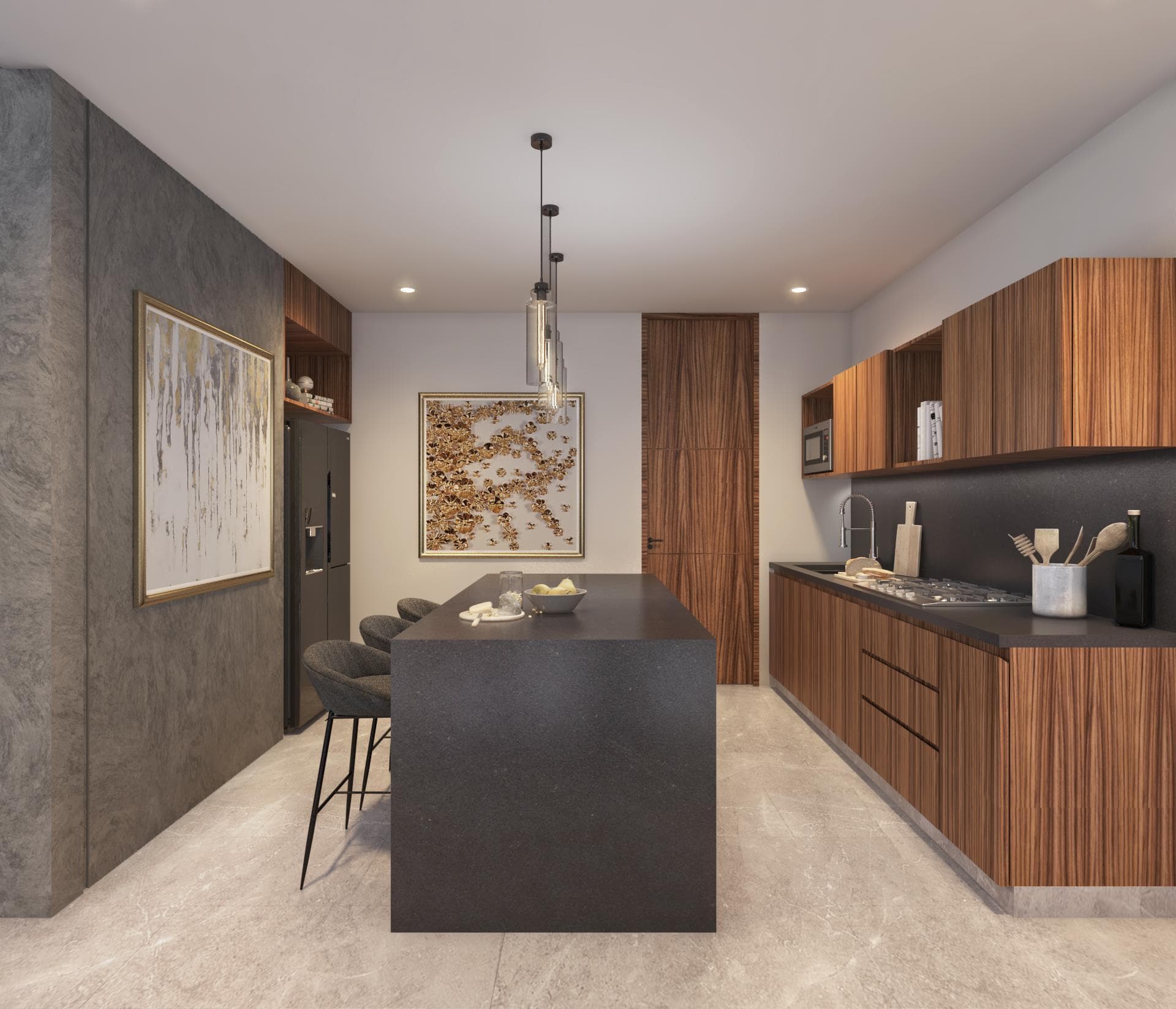 <p class="ql-align-justify"><strong style="color: rgb(31, 56, 100);">PLANTA BAJA:</strong></p><p class="ql-align-justify">· Vestíbulo y sala a doble altura</p><p class="ql-align-justify">· Cocina con barra desayunadora tipo isla con mesetas en granito más área de alacena.</p><p class="ql-align-justify">· Sala y comedor con vista doble al jardín.</p><p class="ql-align-justify">· Medio baño para visitas.</p><p class="ql-align-justify">· Amplia terraza.</p><p class="ql-align-justify">· Área de servicio.</p><p class="ql-align-justify">· Piscina de 4x3m iluminada. </p><p class="ql-align-justify">· Cochera techada para dos vehículos con piso de concreto estampado.</p><p class="ql-align-justify">· Acceso peatonal techado.</p><p class="ql-align-justify">· Área para jardín frontal.</p><p class="ql-align-justify">· Generoso jardín trasero.</p><p class="ql-align-justify"><br></p><p class="ql-align-justify"><strong style="color: rgb(31, 56, 100);">PLANTA ALTA:</strong></p><p class="ql-align-justify"><br></p><p class="ql-align-justify">· Recámara principal con vistas al jardín, con closet vestidor, amplio baño.</p><p class="ql-align-justify">· Recámara secundaria con closet y baño completo.</p><p class="ql-align-justify"><br></p><p class="ql-align-justify"><strong><em><u>Nota:</u></em></strong> Cocina completa (Paneles Inferiores y Superiores), Closets en las habitaciones, tres muebles de Baño, librero debajo escalera y closets de blancos.</p>